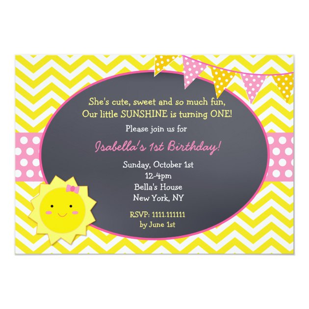 Sunshine Chalkboard Birthday Party Invitations