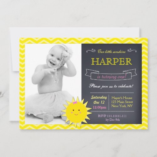 Sunshine Chalkboard Birthday Party Invitations