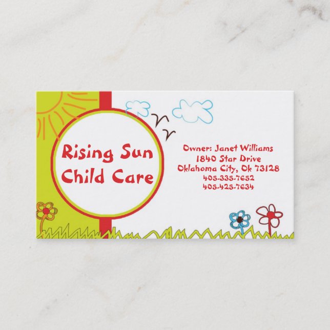 Sunshine Child Care Business Card (Front)