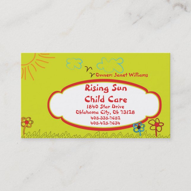 Sunshine Child Care Business Card (Front)