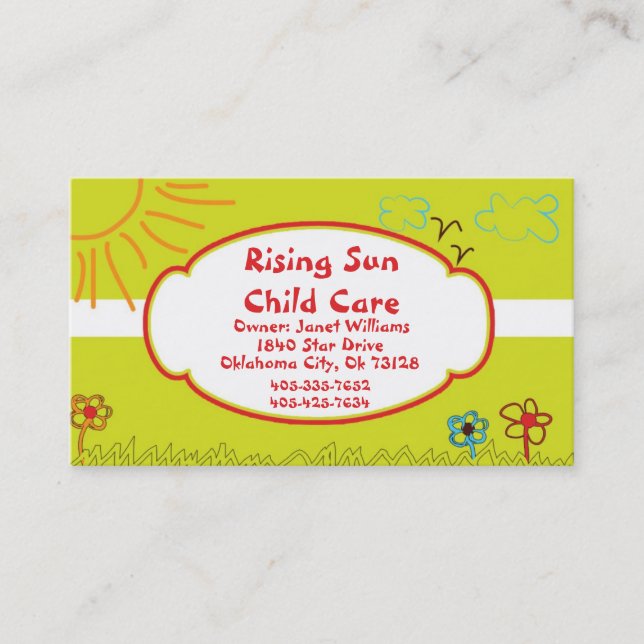 Sunshine Child Care Business Card (Front)