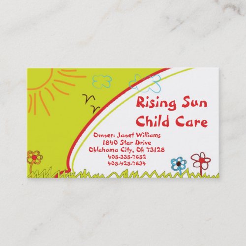 Sunshine Child Care Business Card