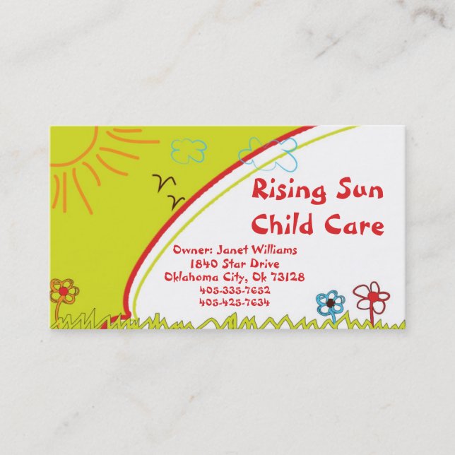 Sunshine Child Care Business Card (Front)