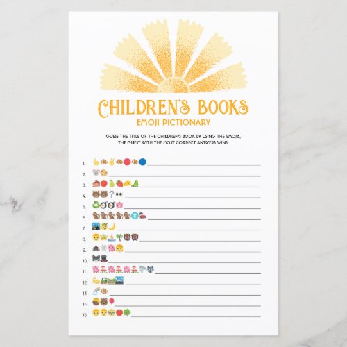 Sunshine childrens books emoji pictionary game