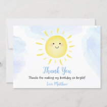 Sunshine Clouds Blue Birthday Thank You Invitation