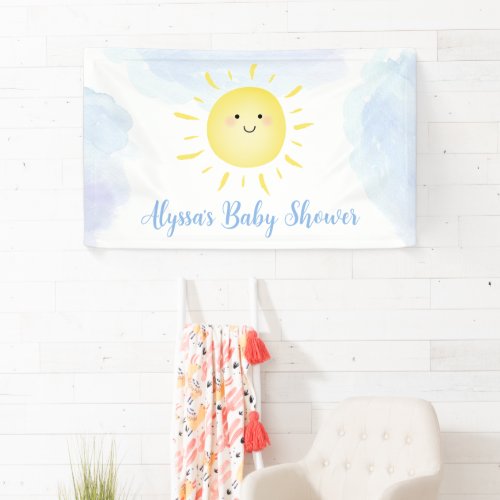 Sunshine Clouds Blue Boy Baby Shower Banner