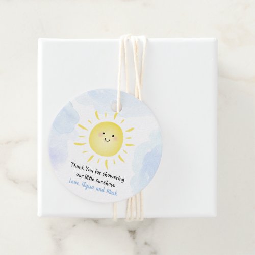 Sunshine Clouds Blue Boy Baby Shower Favor Tags