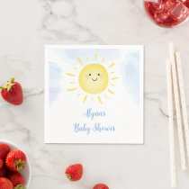 Sunshine Clouds Blue Boy Baby Shower Napkins