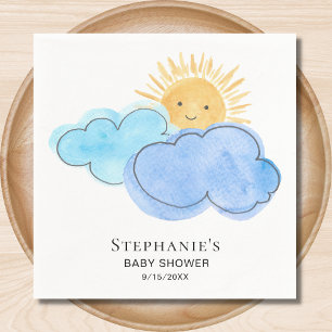 Sunshine Clouds Blue Boy Baby Shower Napkins