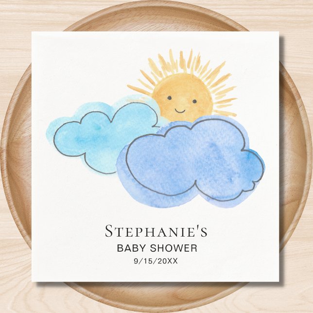 Sunshine Clouds Blue Boy Baby Shower Napkins (Creator Uploaded)