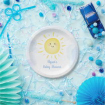 Sunshine Clouds Blue Boy Baby Shower Paper Plates