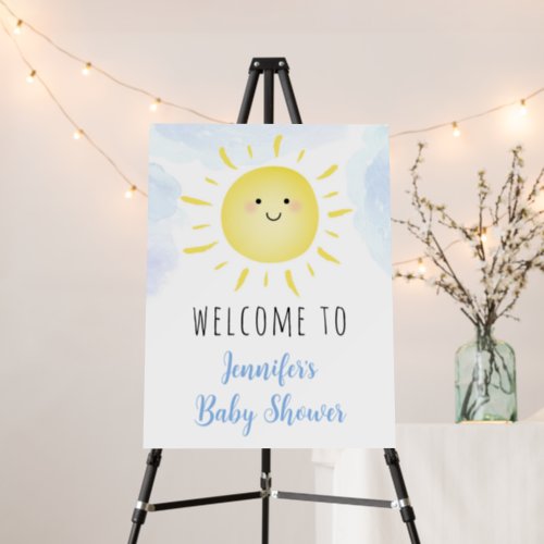 Sunshine Clouds Blue Boy Baby Shower Welcome Foam Board