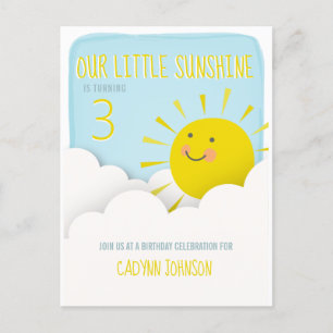 Sunshine Clouds Blue Sky Birthday Invitation Postcard