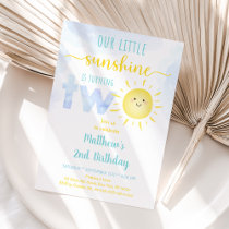 Sunshine Clouds Boy Blue Second Birthday Invitation