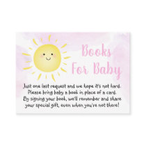 Sunshine Clouds Pink Baby Shower Book Request Enclosure Card