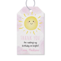 Sunshine Clouds Pink Girl Birthday Gift Tags
