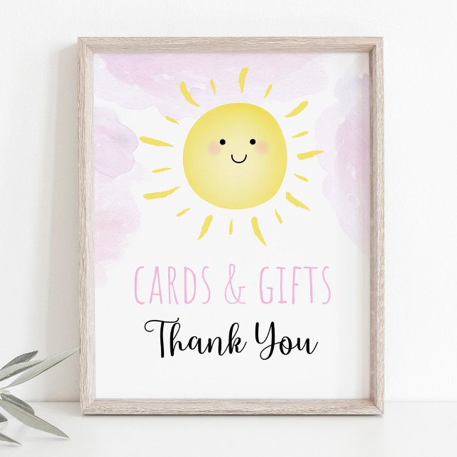 Sunshine Clouds Pink Girl Cards & Gifts Sign (Creator Uploaded)