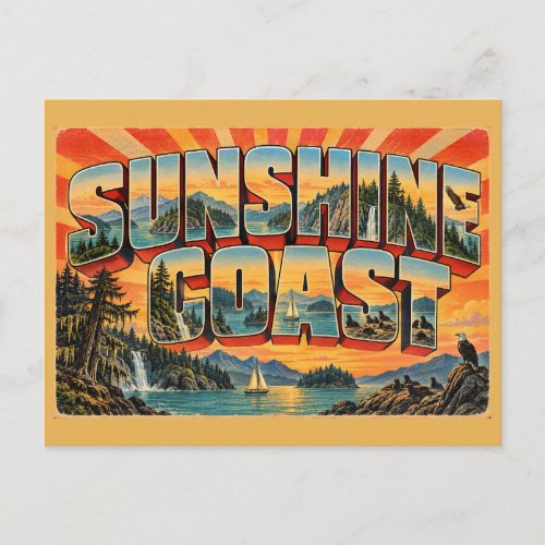Sunshine Coast BC Fjord Rainforest Art Postcard
