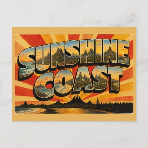 Sunshine Coast Queensland Vintage Travel Art Postcard