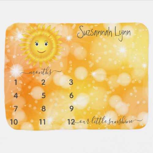 Sunshine Custom Name Monthly Milestone Photo Baby Blanket