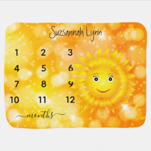 Sunshine Custom Name Monthly Milestone Photo Baby Blanket
