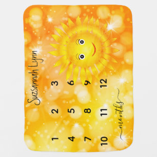 Sunshine Custom Name Monthly Milestone Photo Baby Blanket
