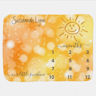 Sunshine Custom Name Monthly Milestone Photo Baby Blanket