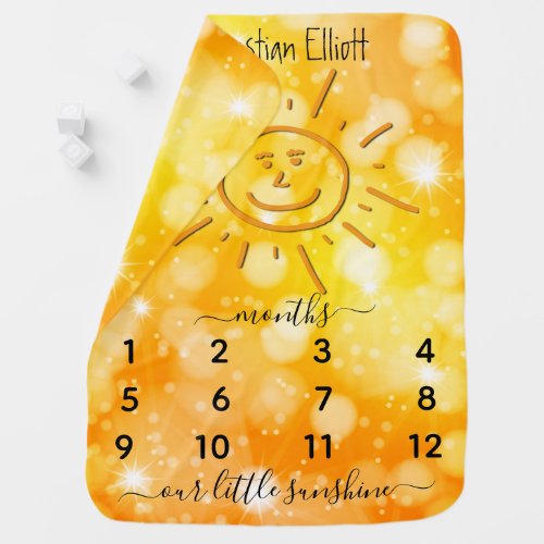 Sunshine Custom Name Monthly Milestone Photo Baby Blanket