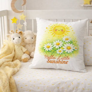 Sunshine Daisy Watercolor Baby Shower Art Throw Pillow