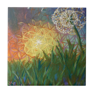 Sunshine Dandelion Sacred Geometry Landscape Tile