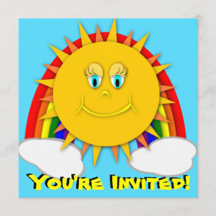 Sunshine Day Rainbow Birthday Party Invitaitons Invitation