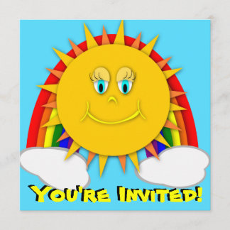 Sunshine Day Rainbow Birthday Party Invitaitons Invitation