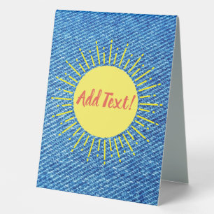 Sunshine Denim Print Baby Shower Custom Table Tent