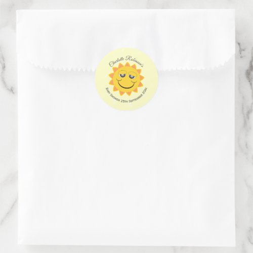 Sunshine Design Baby Shower Classic Round Sticker