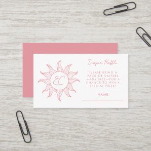 Sunshine Diaper Raffle Card Baby Shower Pink