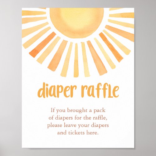 Sunshine Diaper Raffle gender neutral baby shower Poster