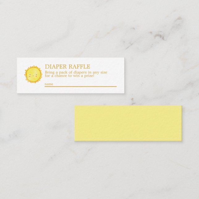 Sunshine Diaper Raffle Mini Enclosure Card  (Front/Back)