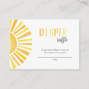 Sunshine diaper raffle, sun Baby Shower Enclosure Card