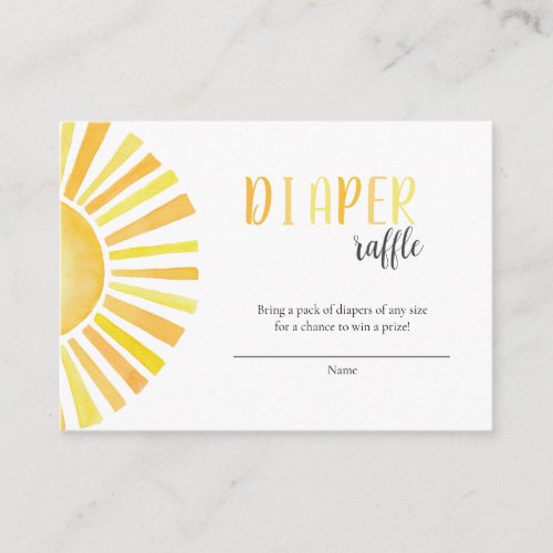 Sunshine diaper raffle sun Baby Shower Enclosure Card