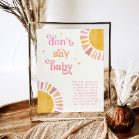 Sunshine Don't Say Baby Baby Shower Game Sign