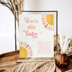Sunshine Don't Say Baby Baby Shower Game Sign