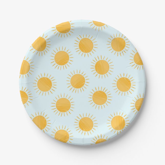 Sunshine Doodle Day Pattern Paper Plates (Front)