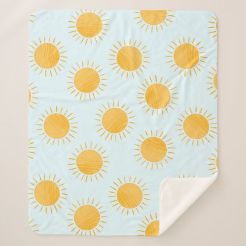 Sunshine Doodle Day Pattern Sherpa Blanket