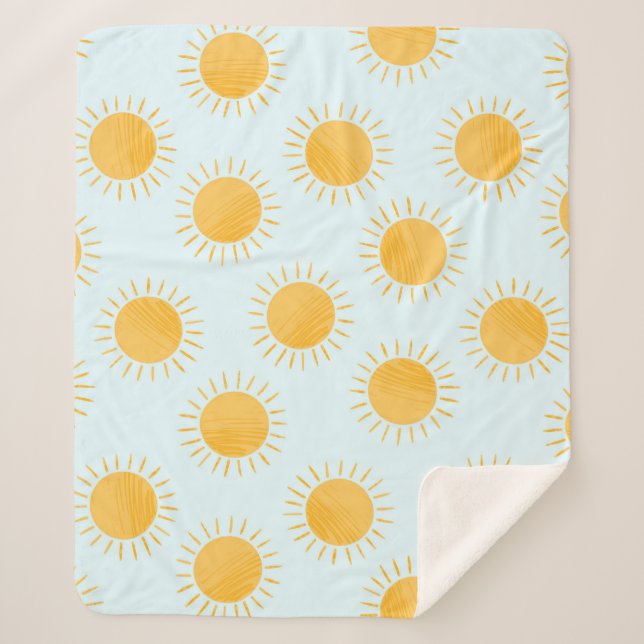 Sunshine Doodle Day Pattern Sherpa Blanket (Front)