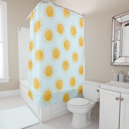 Sunshine Doodle Day Pattern Shower Curtain