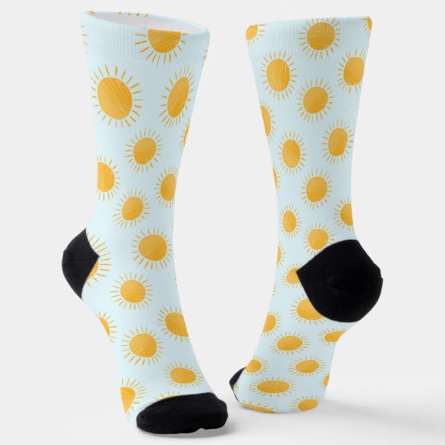 Sunshine Doodle Day Pattern Socks (Angled)