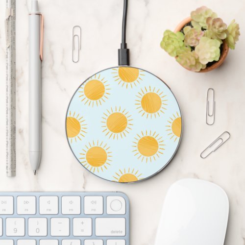 Sunshine Doodle Day Pattern Wireless Charger