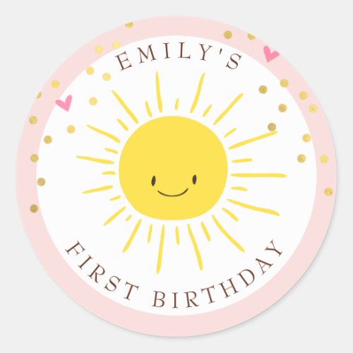 Sunshine Envelope seal sticker Birthday Girl Pink