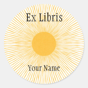 Sunshine Ex Libris Bookplates, Customizable Classic Round Sticker