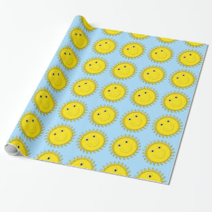 Sunshine Face-Blue Gift Wrapping Paper